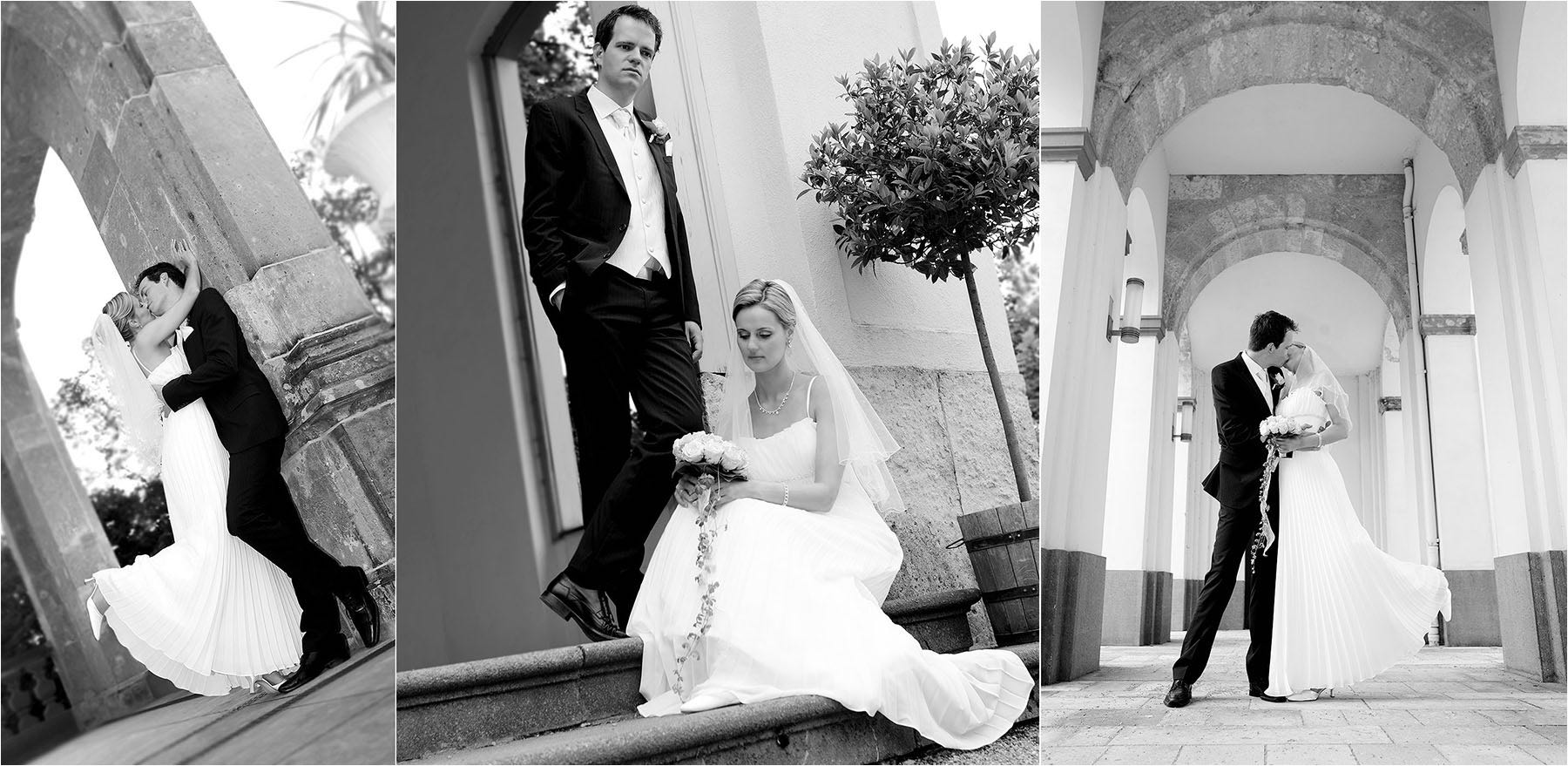  Hochzeit im Schlosspark von Lichtenwalde. Romantisches Treffen des Brautpaares. Sinnlich, verspielt und verliebt. Available Light Fotografie mit Reportageblitz und Kleinbildkamera digital. Copyright by Fotostudio Jörg Riethausen 